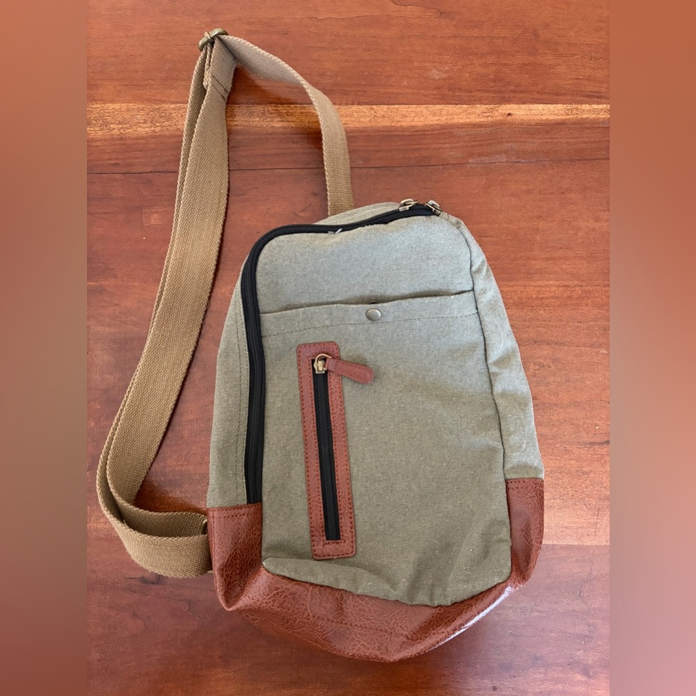 Mara Bag Crossbody Sling Bag with Brown Trim